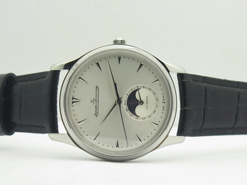 WaterResistant Nautilus Moonphase SS White Dial On Black Leather Strap MIYOTA 9015 PP324CS 9083