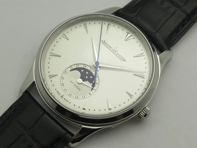 WaterResistant Nautilus Moonphase SS White Dial On Black Leather Strap MIYOTA 9015 PP324CS 9083