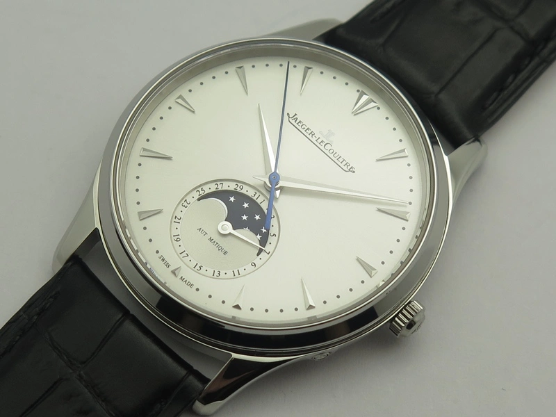 WaterResistant Nautilus Moonphase SS White Dial On Black Leather Strap MIYOTA 9015 PP324CS 9083