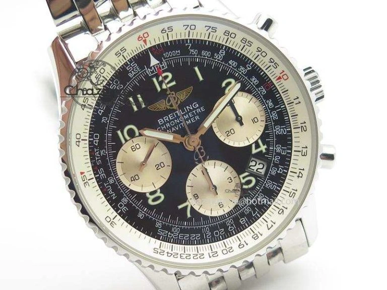 Navitimer 01 BP Maker 1:1 SS Black Dial Numeral Markers On SS Bracelet A FashionForward 5790