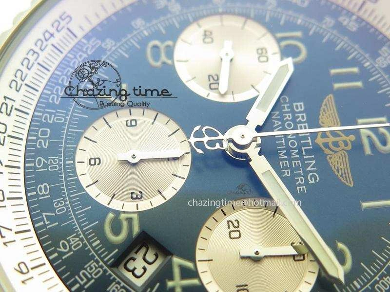 Navitimer 01 BP Maker 1:1 SS Blue Dial Numeral Markers On Blue Leather Strap A Colorful 5798