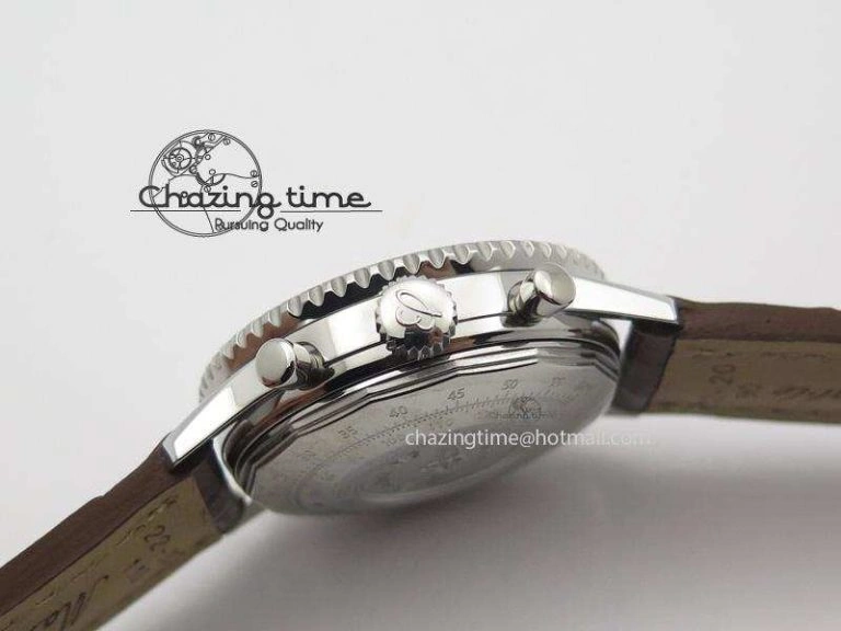 BestValue Navitimer 01 BP Maker 1:1 SS White Dial Numeral Markers On Brown Leather Strap A 5800