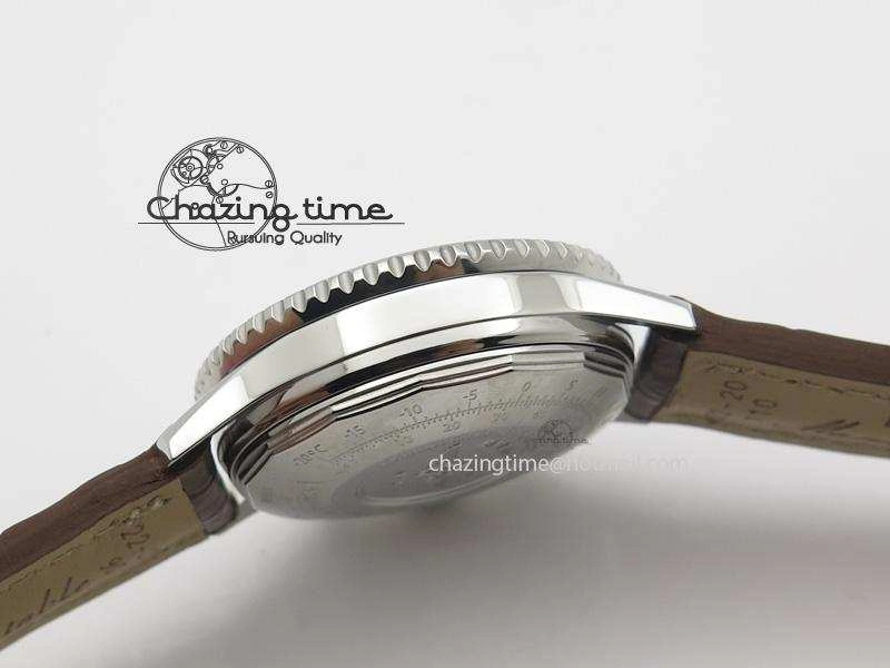 BestValue Navitimer 01 BP Maker 1:1 SS White Dial Numeral Markers On Brown Leather Strap A 5800