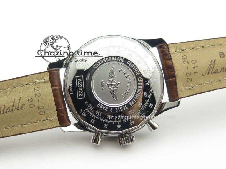 BestValue Navitimer 01 BP Maker 1:1 SS White Dial Numeral Markers On Brown Leather Strap A 5800