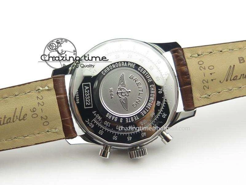BestValue Navitimer 01 BP Maker 1:1 SS White Dial Numeral Markers On Brown Leather Strap A 5800