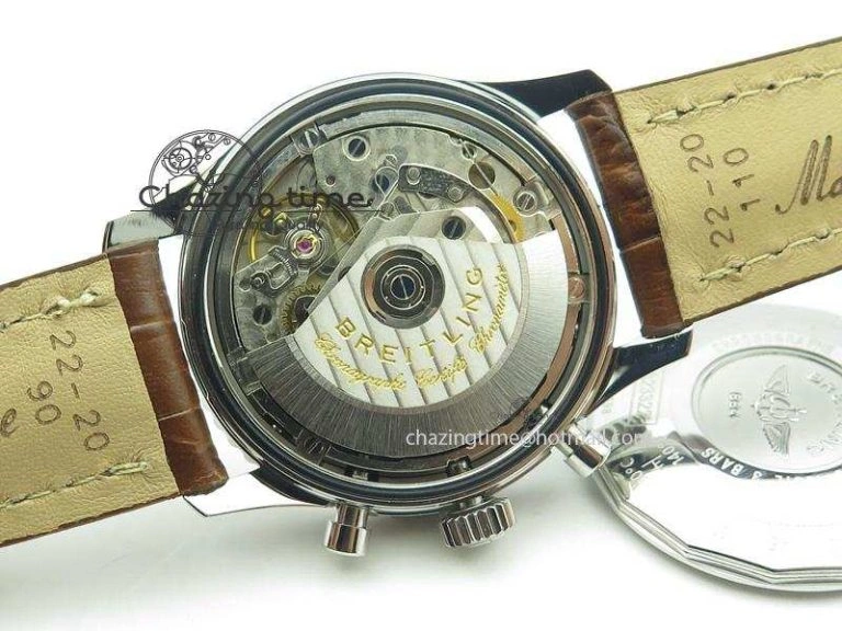 BestValue Navitimer 01 BP Maker 1:1 SS White Dial Numeral Markers On Brown Leather Strap A 5800