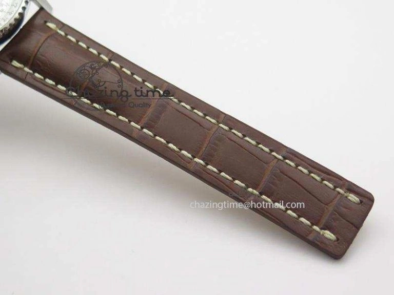 BestValue Navitimer 01 BP Maker 1:1 SS White Dial Numeral Markers On Brown Leather Strap A 5800