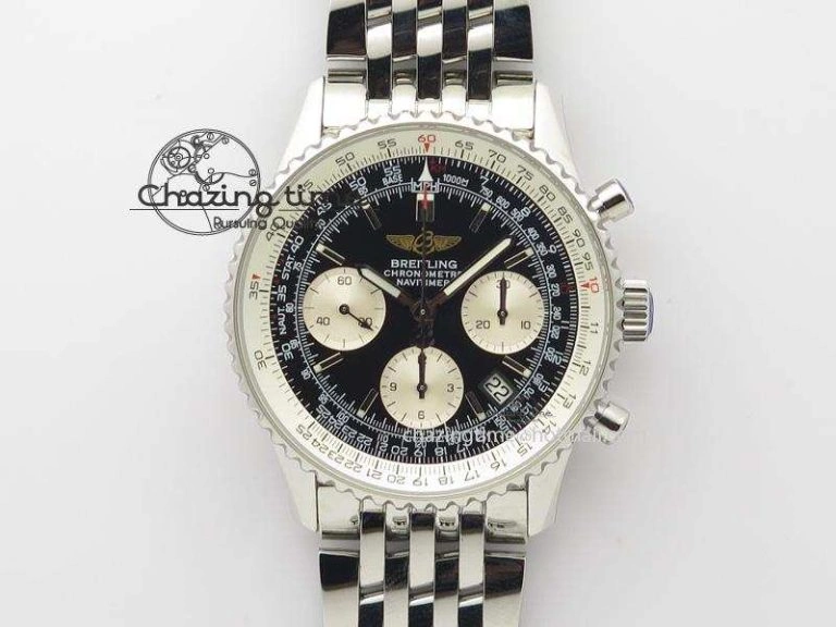 BestValue Navitimer 01 BP Maker 1:1 SS White Dial Numeral Markers On Brown Leather Strap A 5800