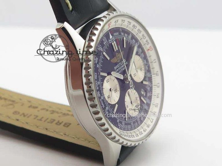 NewStyle Navitimer 01 Bp Maker 1:1 SS Black Dial On Black Leather Strap A 5796