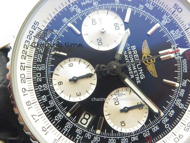 NewStyle Navitimer 01 Bp Maker 1:1 SS Black Dial On Black Leather Strap A 5796
