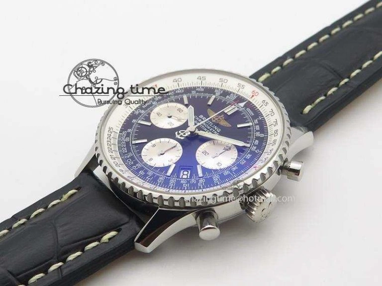 NewStyle Navitimer 01 Bp Maker 1:1 SS Black Dial On Black Leather Strap A 5796