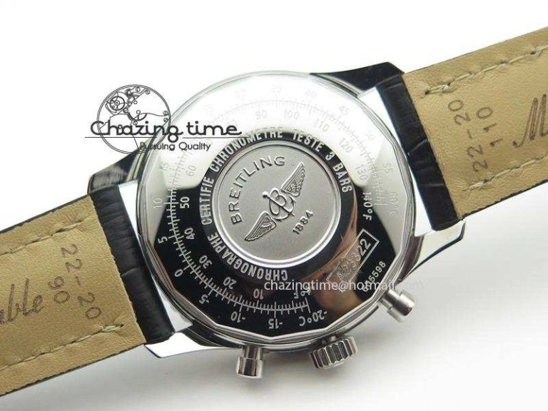 NewStyle Navitimer 01 Bp Maker 1:1 SS Black Dial On Black Leather Strap A 5796