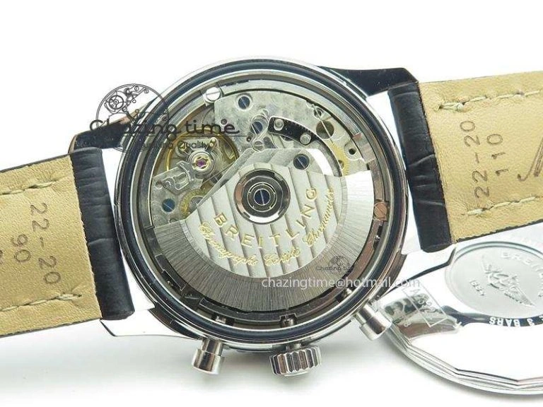 NewStyle Navitimer 01 Bp Maker 1:1 SS Black Dial On Black Leather Strap A 5796