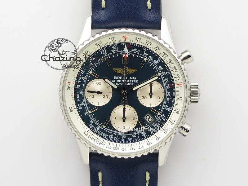 Navitimer 01 Bp Maker 1:1 SS Blue Dial On Blue Leather Strap A GoodFit 5797