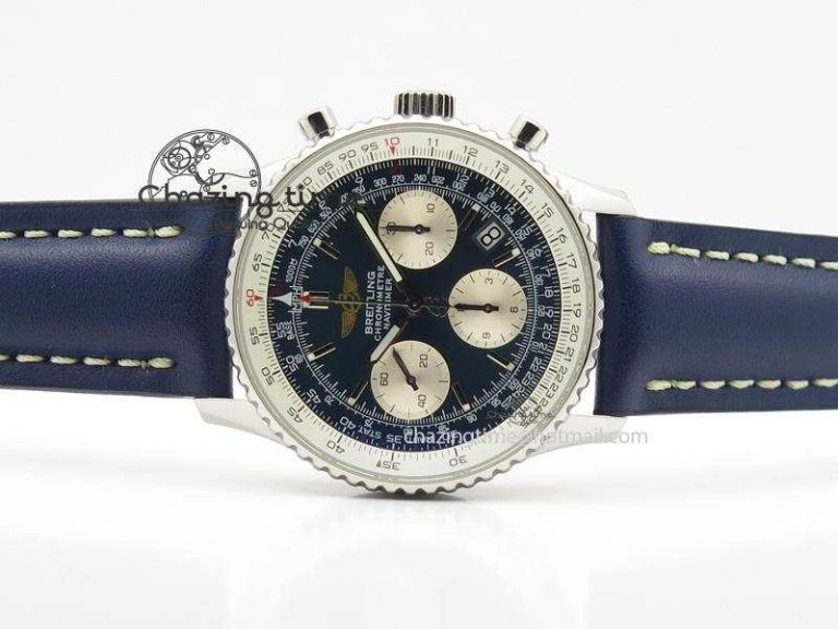 Navitimer 01 Bp Maker 1:1 SS Blue Dial On Blue Leather Strap A GoodFit 5797
