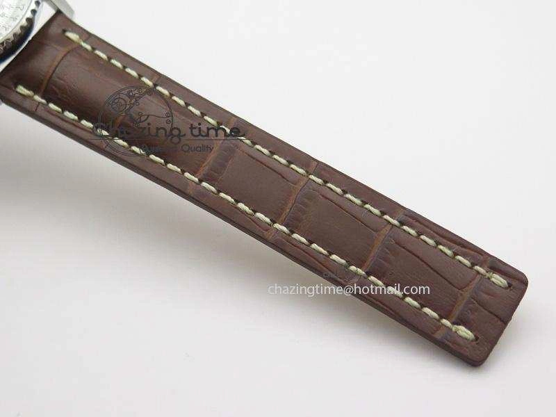 Bold Navitimer 01 Bp Maker 1:1 SS White Dial On Brown Leather Strap A 5799
