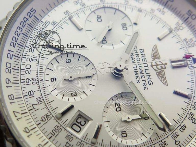 Bold Navitimer 01 Bp Maker 1:1 SS White Dial On Brown Leather Strap A 5799