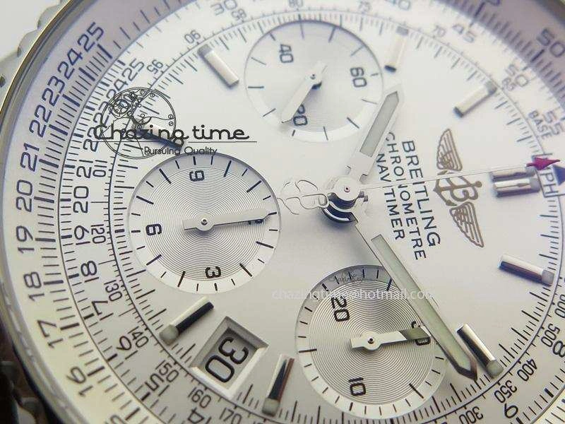 Bold Navitimer 01 Bp Maker 1:1 SS White Dial On Brown Leather Strap A 5799