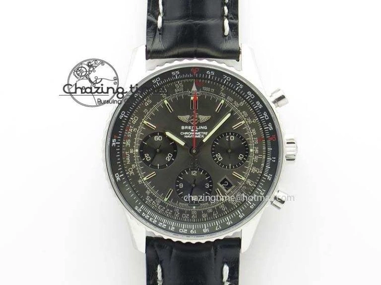 Modern Navitimer 01 SS Gray Dial On Black Leather Strap A 5769