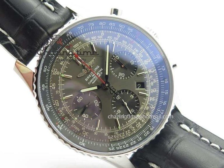 Modern Navitimer 01 SS Gray Dial On Black Leather Strap A 5769
