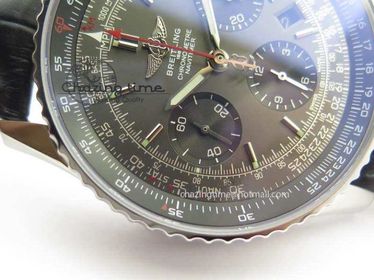 Modern Navitimer 01 SS Gray Dial On Black Leather Strap A 5769