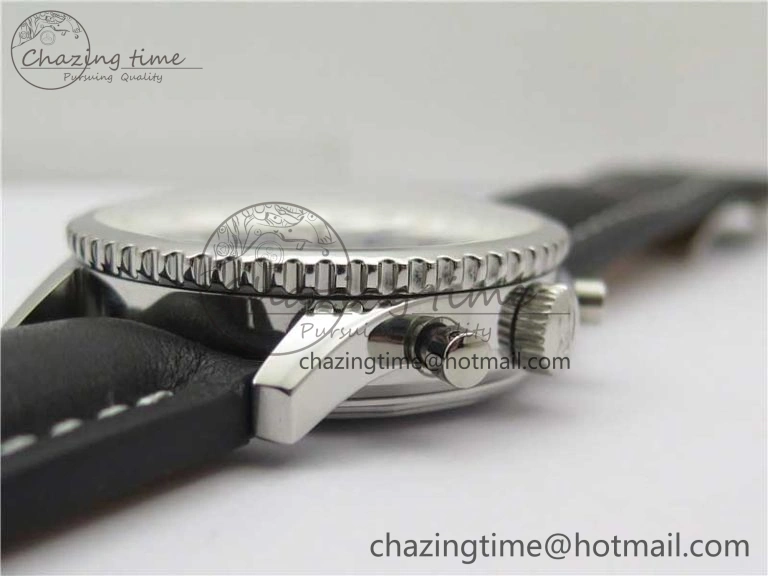 OnTrend Navitimer 1 41mm SS B50 Black Dial on Black Leather Strap A 5543