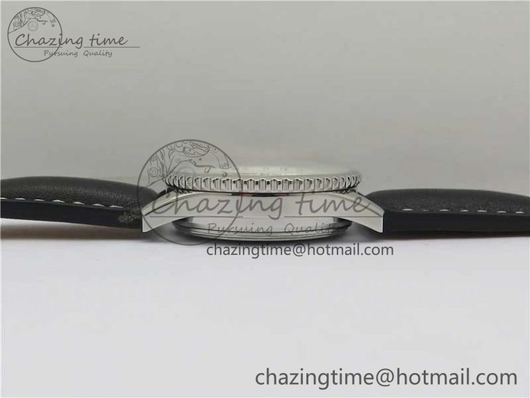 OnTrend Navitimer 1 41mm SS B50 Black Dial on Black Leather Strap A 5543