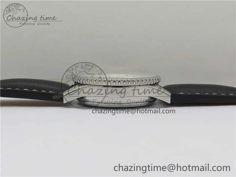 OnTrend Navitimer 1 41mm SS B50 Black Dial on Black Leather Strap A 5543