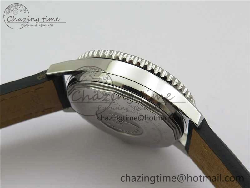OnTrend Navitimer 1 41mm SS B50 Black Dial on Black Leather Strap A 5543