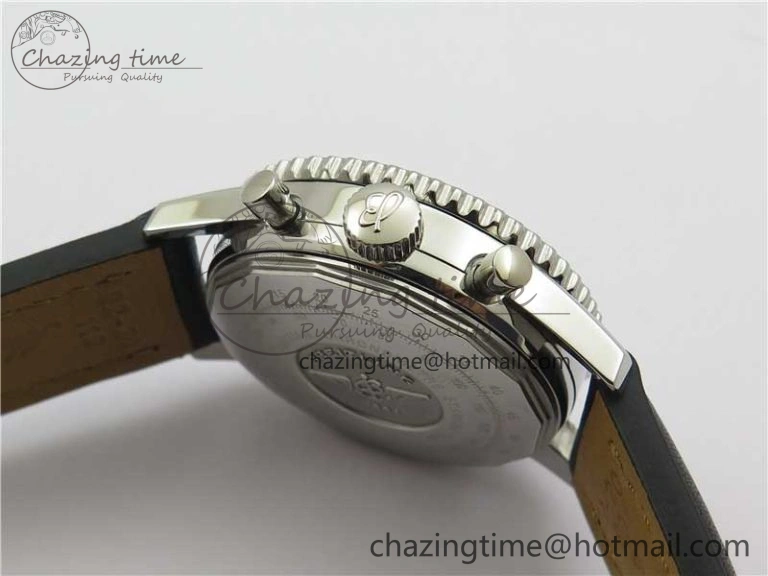 OnTrend Navitimer 1 41mm SS B50 Black Dial on Black Leather Strap A 5543