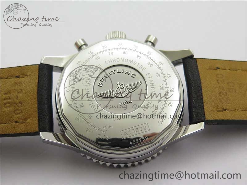 OnTrend Navitimer 1 41mm SS B50 Black Dial on Black Leather Strap A 5543