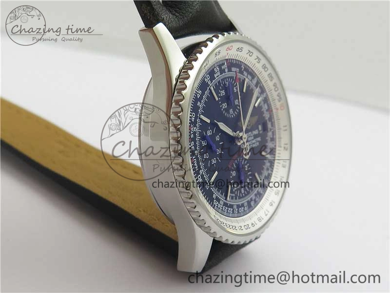 OnTrend Navitimer 1 41mm SS B50 Black Dial on Black Leather Strap A 5543