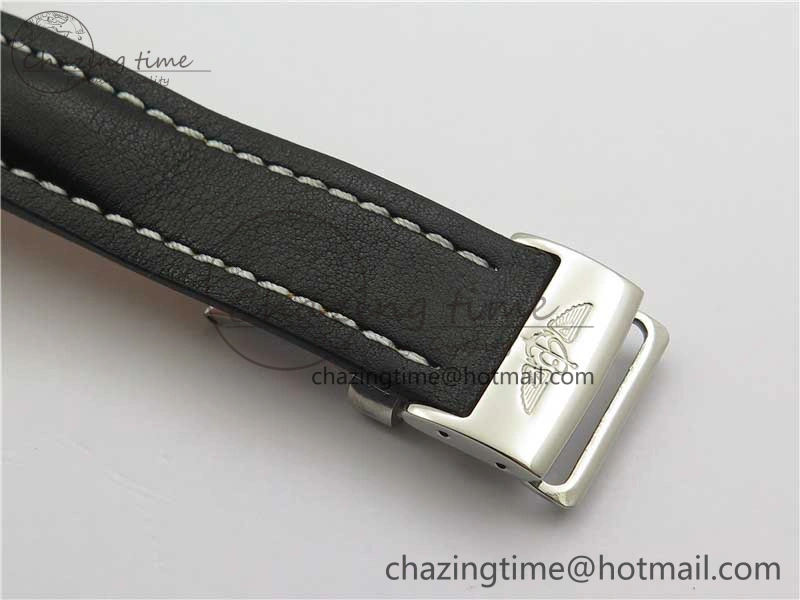 OnTrend Navitimer 1 41mm SS B50 Black Dial on Black Leather Strap A 5543
