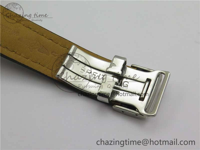 OnTrend Navitimer 1 41mm SS B50 Black Dial on Black Leather Strap A 5543