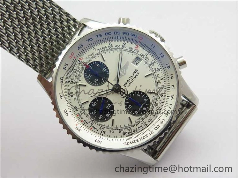 Sleek Navitimer 1 41mm SS B50 White Dial on SS Bracelet A 5540