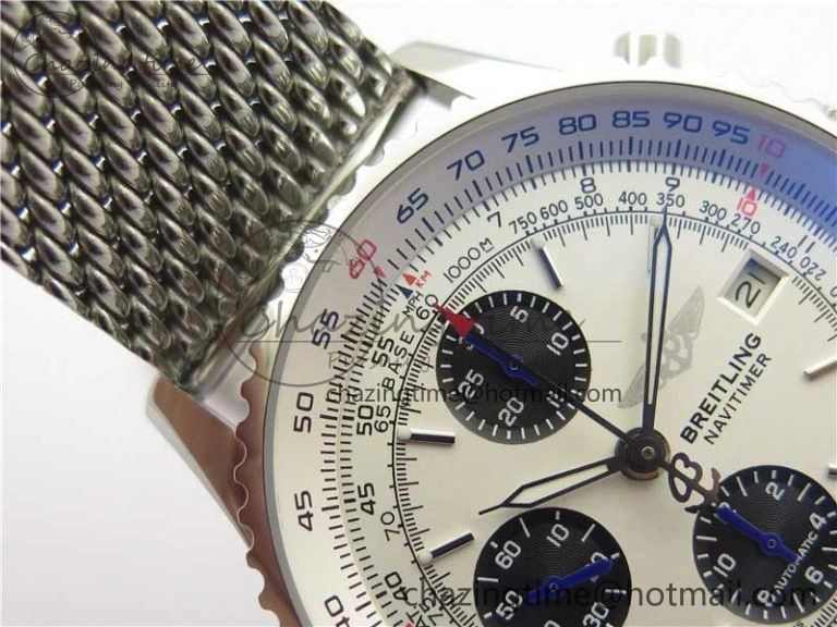 Sleek Navitimer 1 41mm SS B50 White Dial on SS Bracelet A 5540