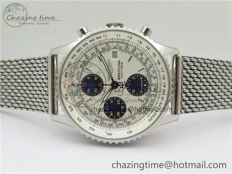 Sleek Navitimer 1 41mm SS B50 White Dial on SS Bracelet A 5540