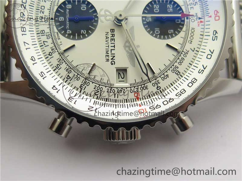 Sleek Navitimer 1 41mm SS B50 White Dial on SS Bracelet A 5540