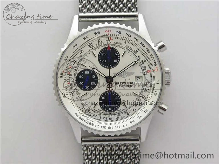 Sleek Navitimer 1 41mm SS B50 White Dial on SS Bracelet A 5540
