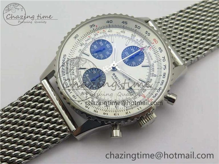 Sleek Navitimer 1 41mm SS B50 White Dial on SS Bracelet A 5540
