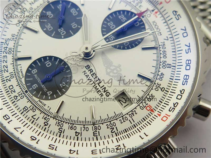 Sleek Navitimer 1 41mm SS B50 White Dial on SS Bracelet A 5540