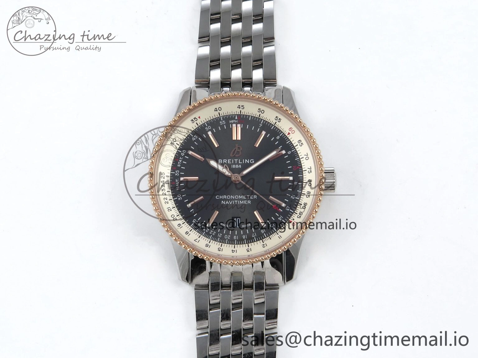 Navitimer 1 RG 41mm TF 1:1 Best Edition SS Bezel Gray Dial on SS Bracelet A Minimalist 5490