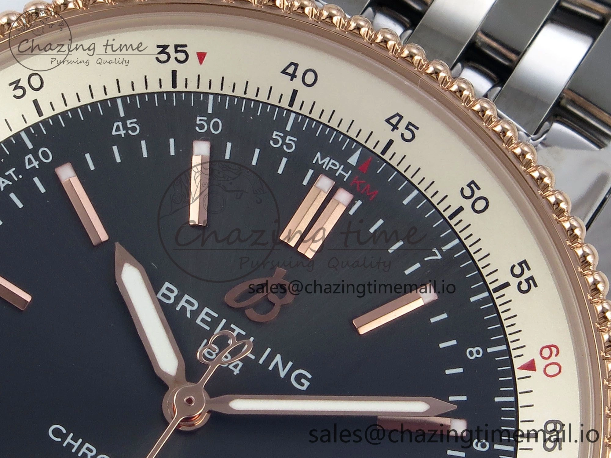 Navitimer 1 RG 41mm TF 1:1 Best Edition SS Bezel Gray Dial on SS Bracelet A Minimalist 5490