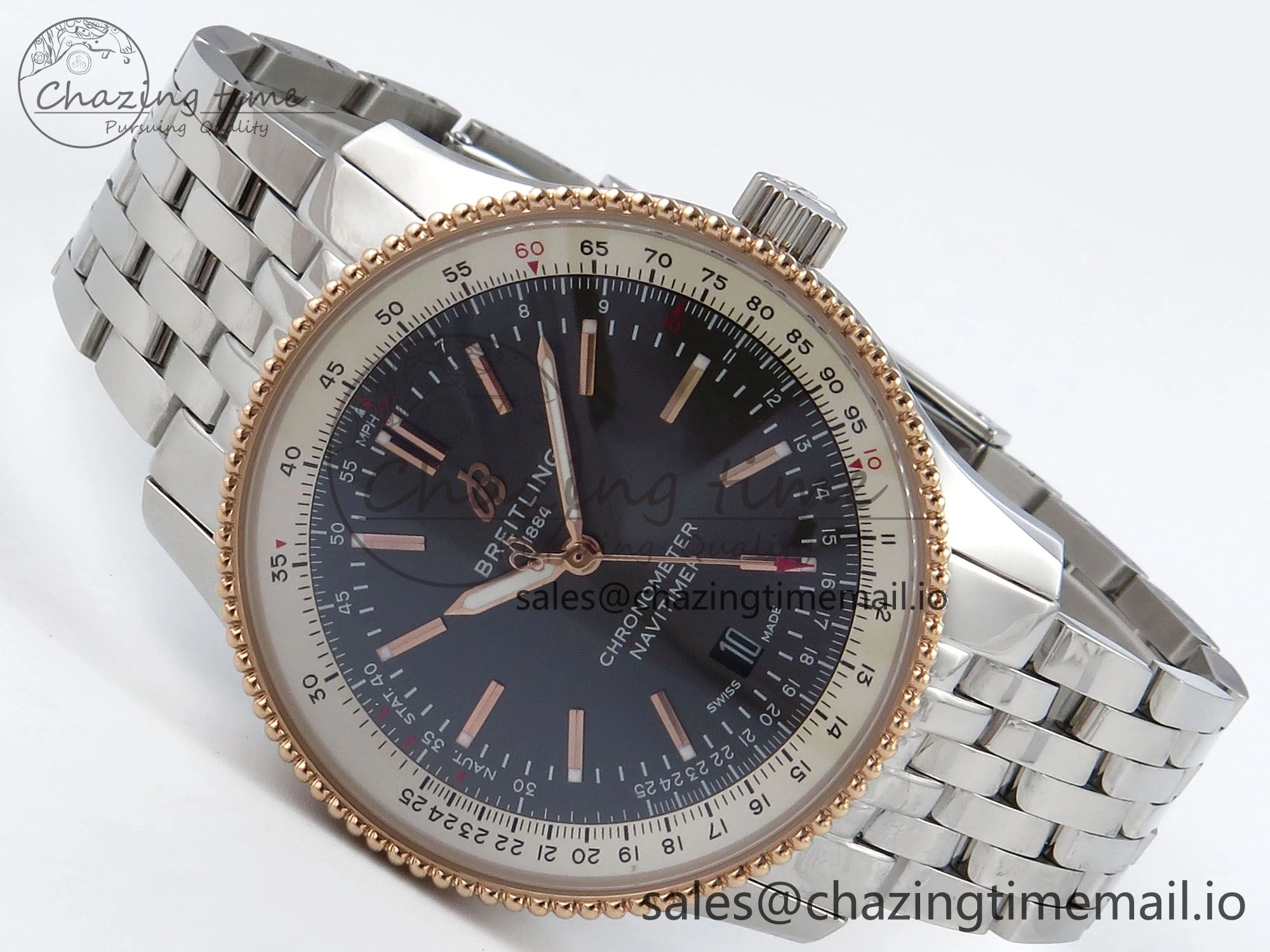 Navitimer 1 RG 41mm TF 1:1 Best Edition SS Bezel Gray Dial on SS Bracelet A Minimalist 5490