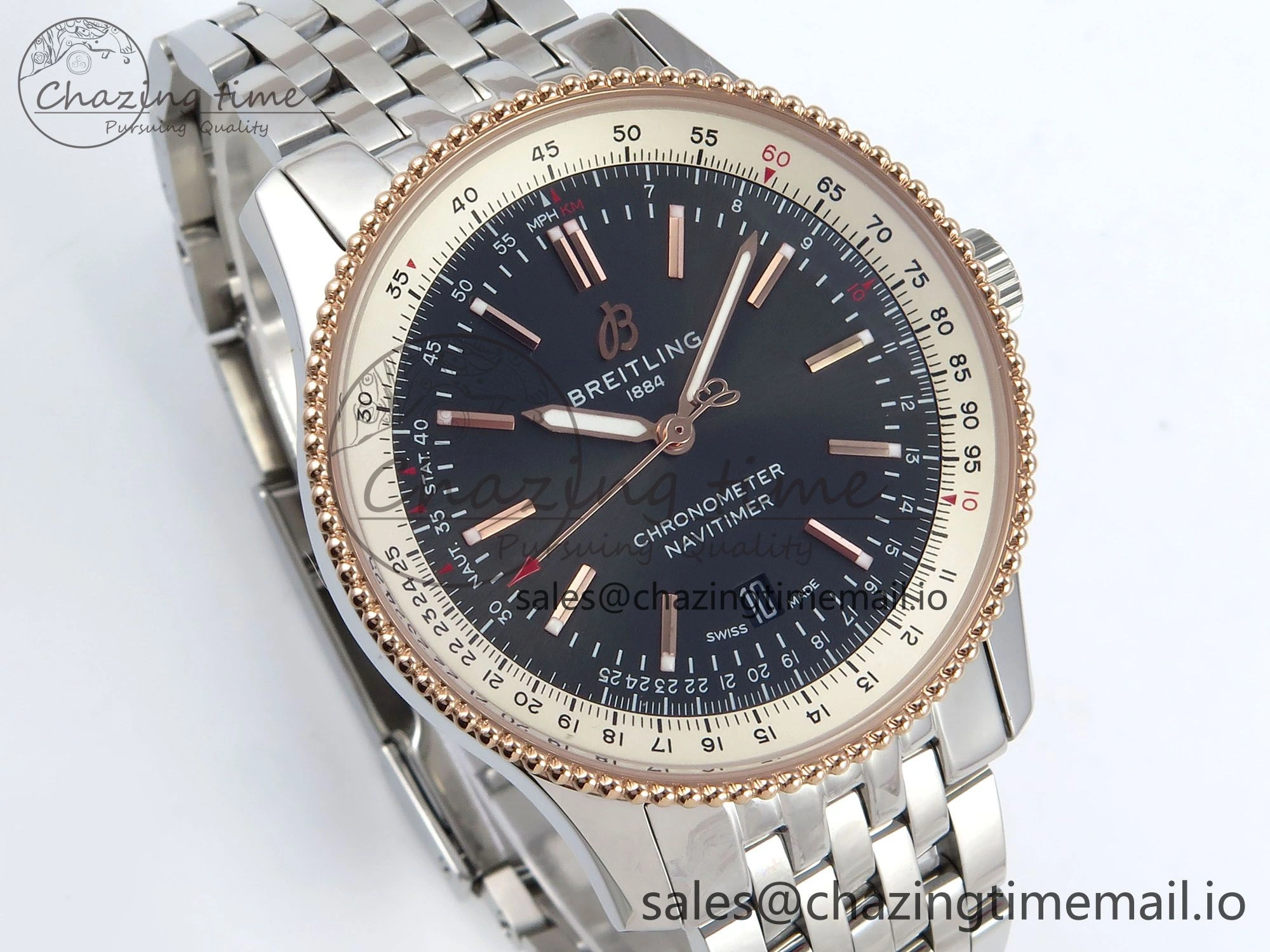 Navitimer 1 RG 41mm TF 1:1 Best Edition SS Bezel Gray Dial on SS Bracelet A Minimalist 5490