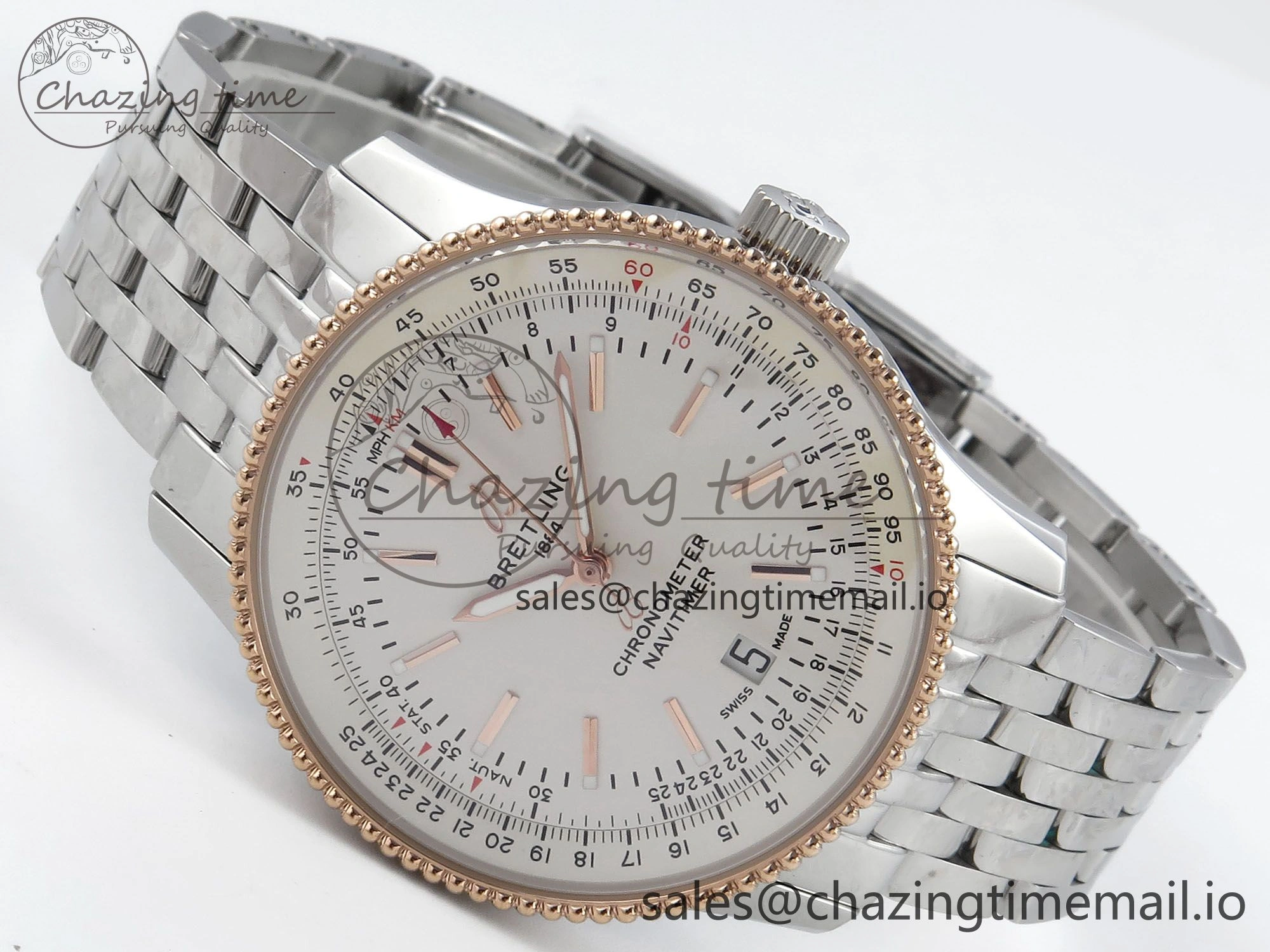 Navitimer 1 RG 41mm TF 1:1 Best Edition SS Bezel White Dial on SS Bracelet A HighQuality 5493