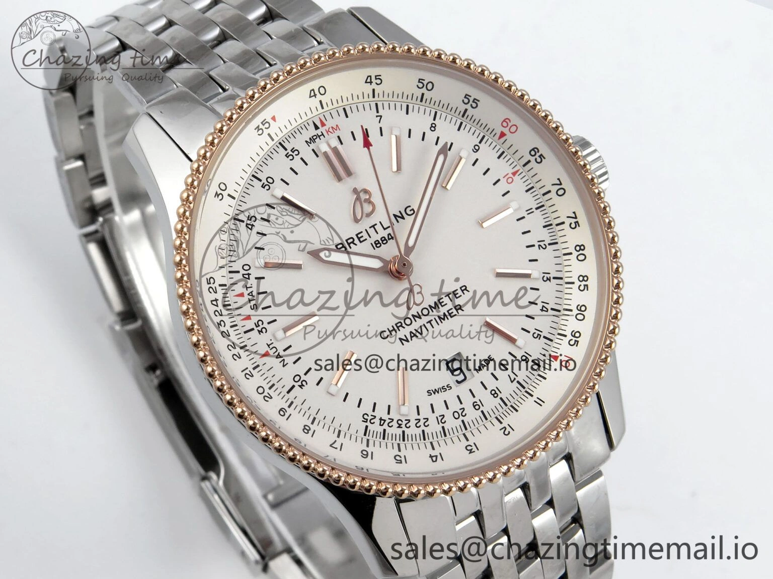 Navitimer 1 RG 41mm TF 1:1 Best Edition SS Bezel White Dial on SS Bracelet A HighQuality 5493