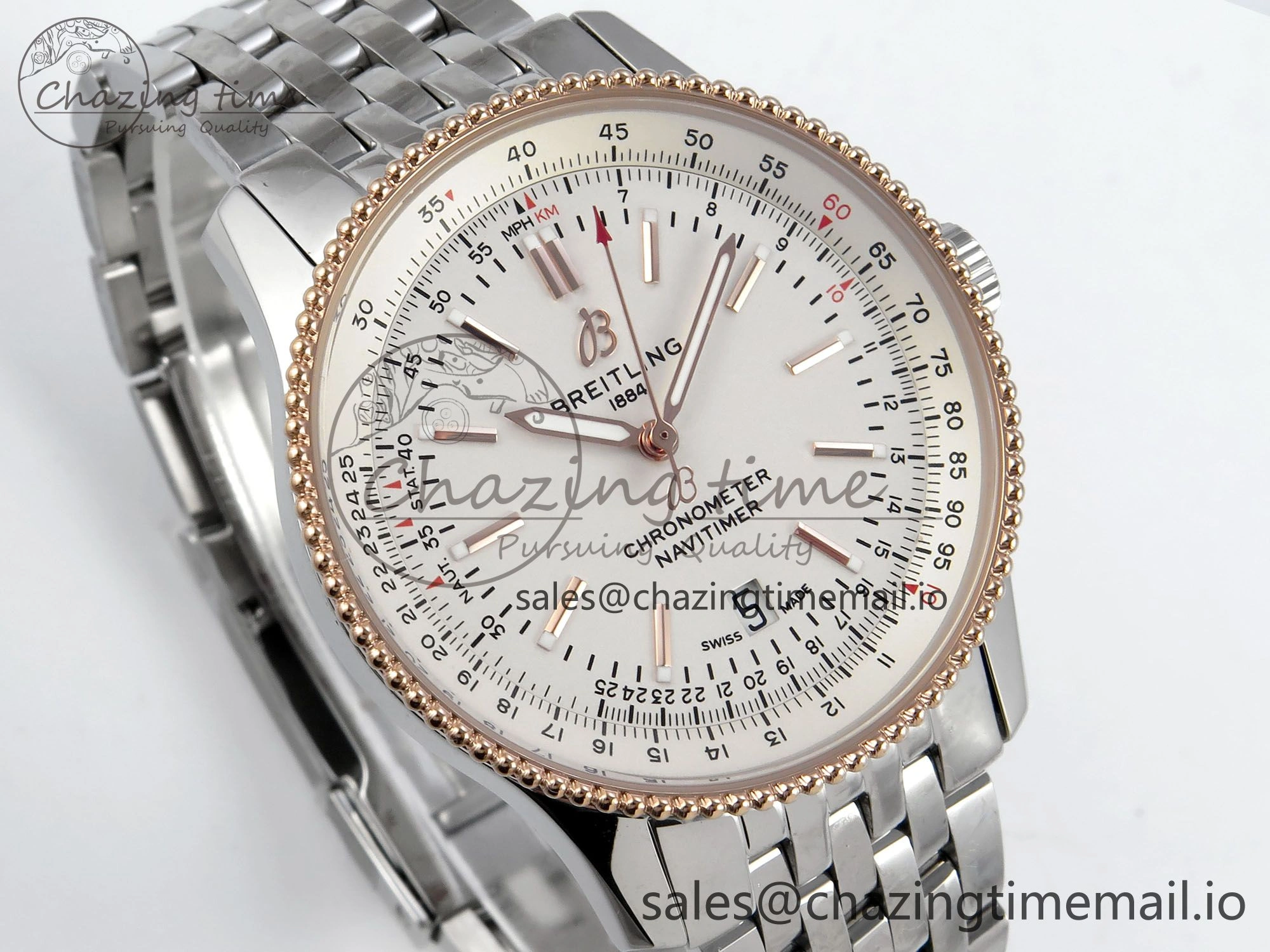 Navitimer 1 RG 41mm TF 1:1 Best Edition SS Bezel White Dial on SS Bracelet A HighQuality 5493