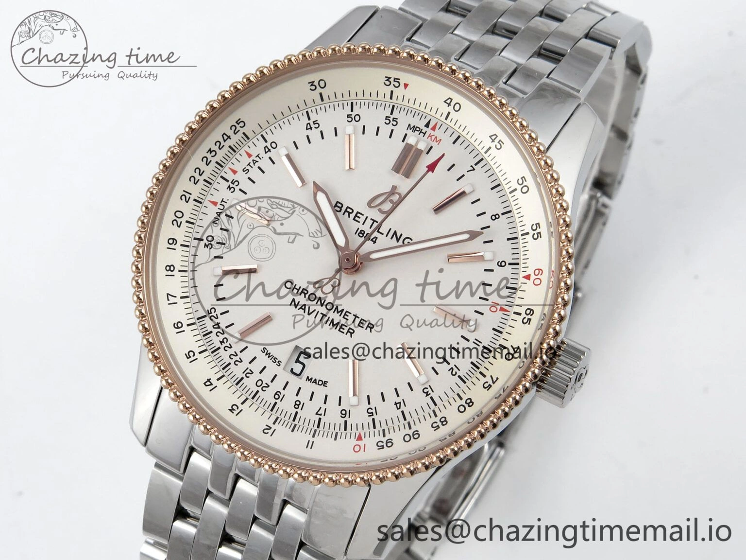 Navitimer 1 RG 41mm TF 1:1 Best Edition SS Bezel White Dial on SS Bracelet A HighQuality 5493