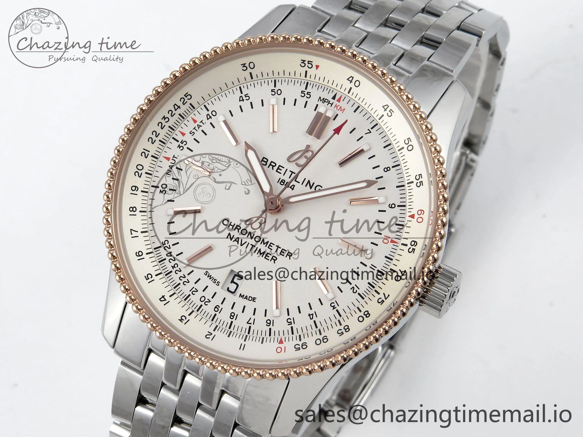 Navitimer 1 RG 41mm TF 1:1 Best Edition SS Bezel White Dial on SS Bracelet A HighQuality 5493
